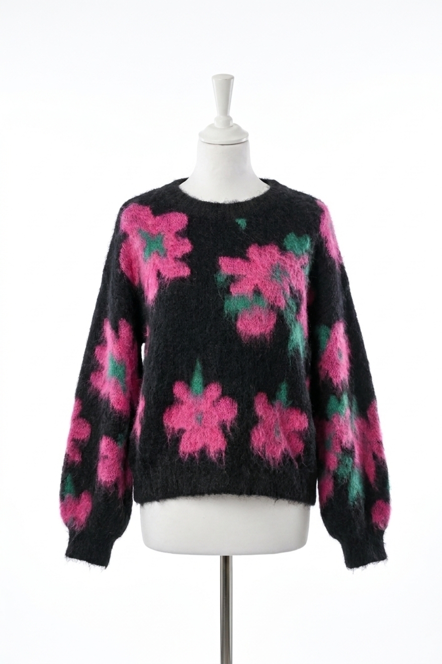 NEW MOLLY BRACKEN round neck sweater in black multi